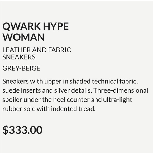 NWT VOILE BLANCHE QWARK HYPE WOMAN Leather and Fabric Sneakers in Grey-Beige - Picture 5 of 15